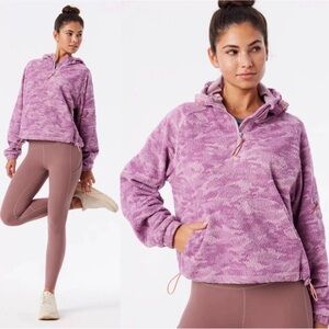 Outdoor Voices Lavender Camo Half-Zip Sherpa Hoodie